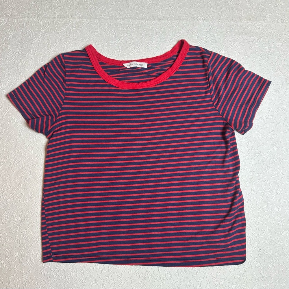 ⚓️ Caution to the Wind Striped Crop Top Red & Navy M